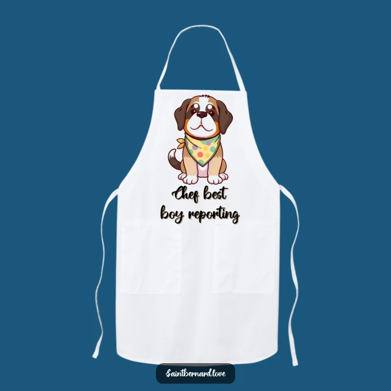 Funny Kawaii Saint Bernard Apron - Kitchen Fun with Happy Wagging Dog