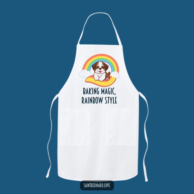 Add some funny flair to your kitchen adventures with this Saint Bernard puppy apron. Cook with joy and keep clean.