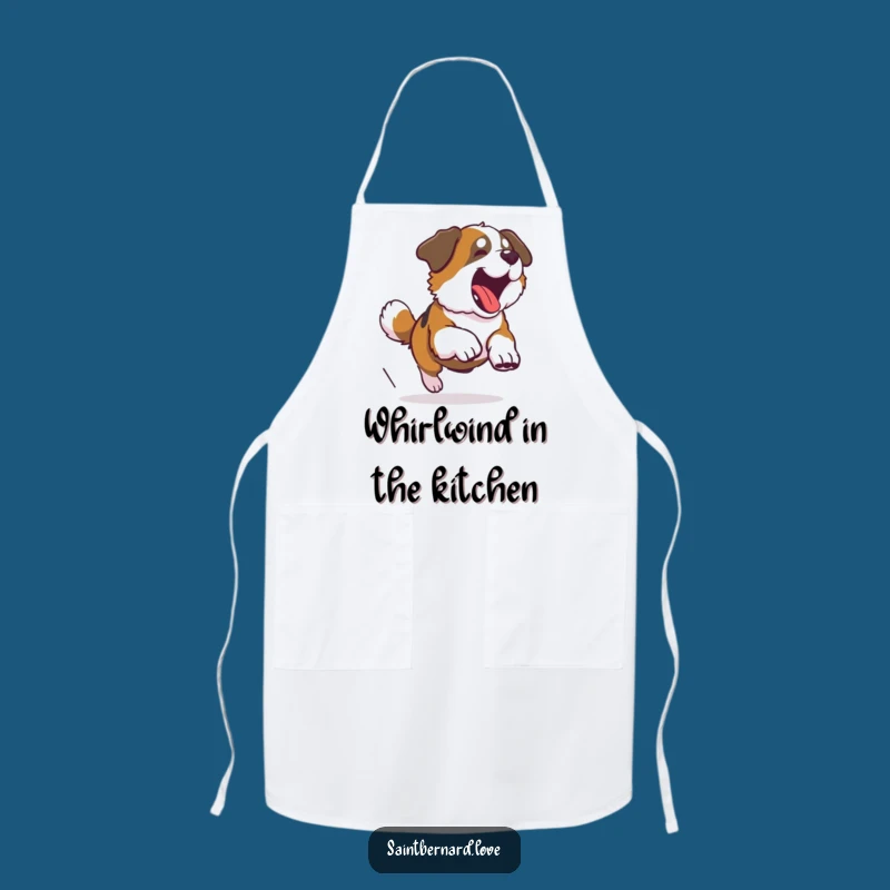 Funny Saint Bernard Tail Chase Apron - Kitchen Fun with Doggy Antics
