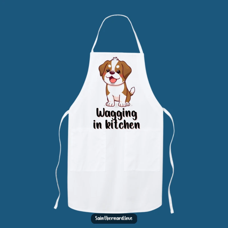 Funny Saint Bernard Wagging Apron - Kitchen Dog Lover Accessory, Chef Gift