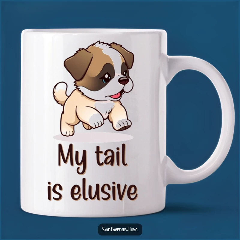 Funny Saint Bernard Mug: Puppy tail chaser, a perfect funny gift!