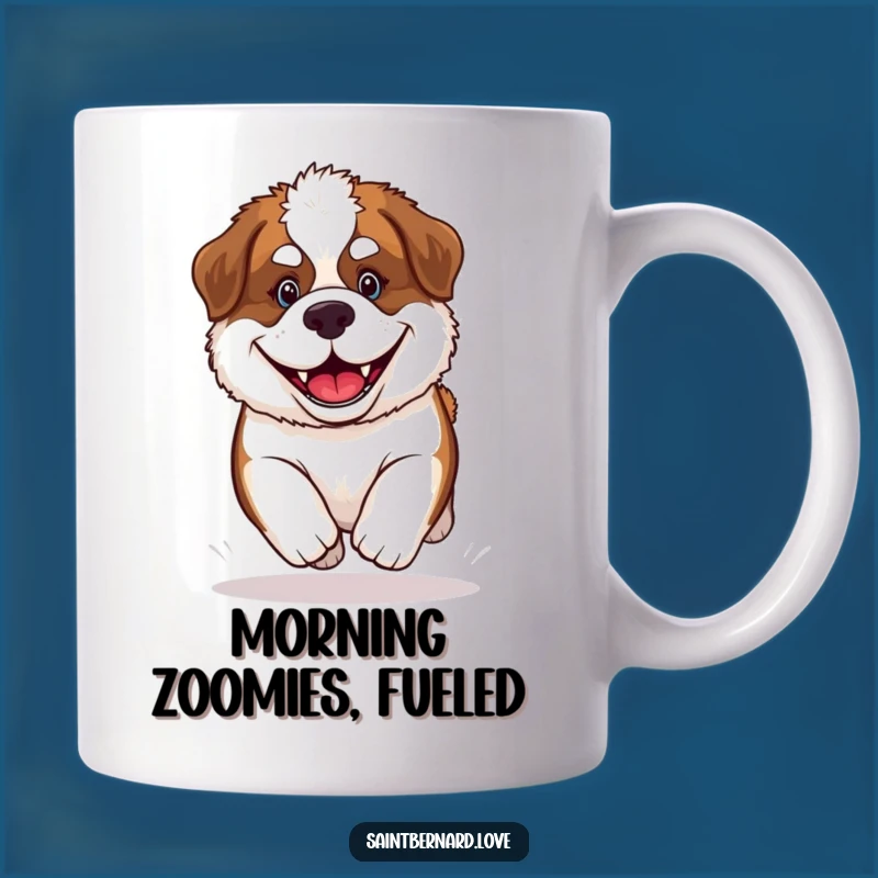 Funny Saint Bernard Puppy Mug: Adorable Dog Grin Racing, Perfect Humorous Gift