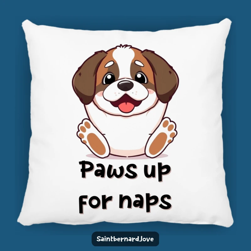 Funny Kawaii Saint Bernard Pillow - Comfy Excited Paws Up Decor
