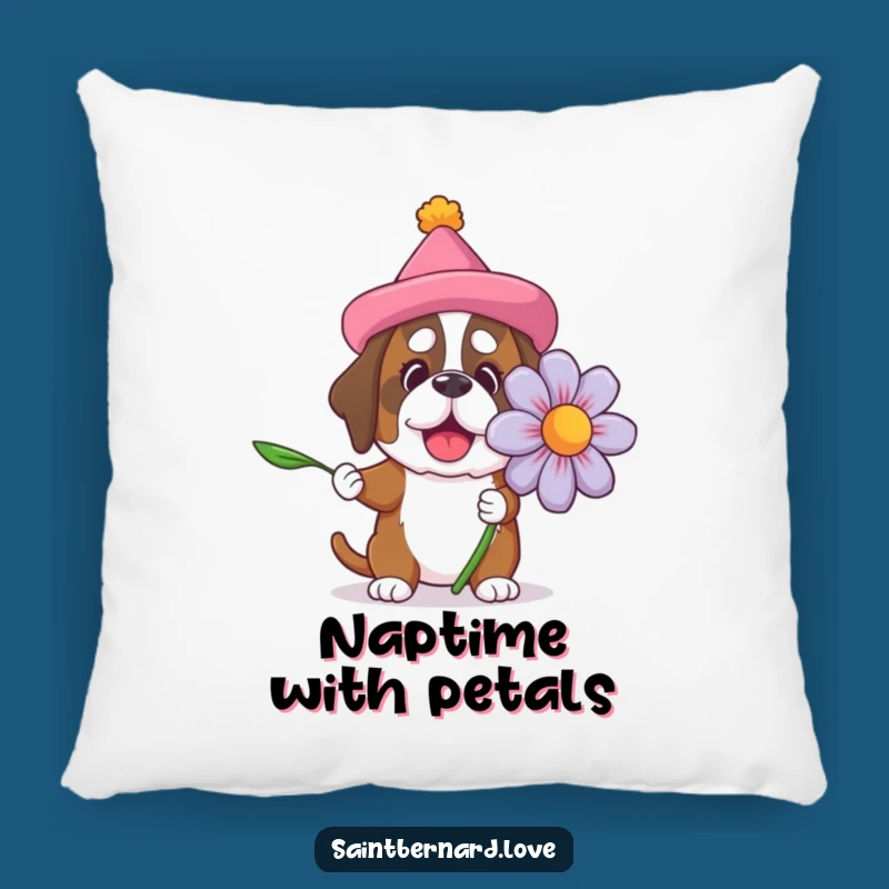 Funny Saint Bernard Flower Pillow: Cuddle Up with a Big Dog Hug