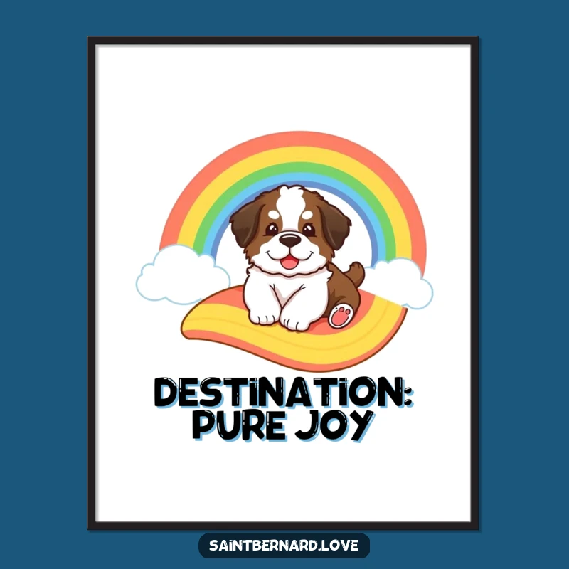 Funny Saint Bernard Rainbow Slide Digital Art - Instant Whimsical Decor