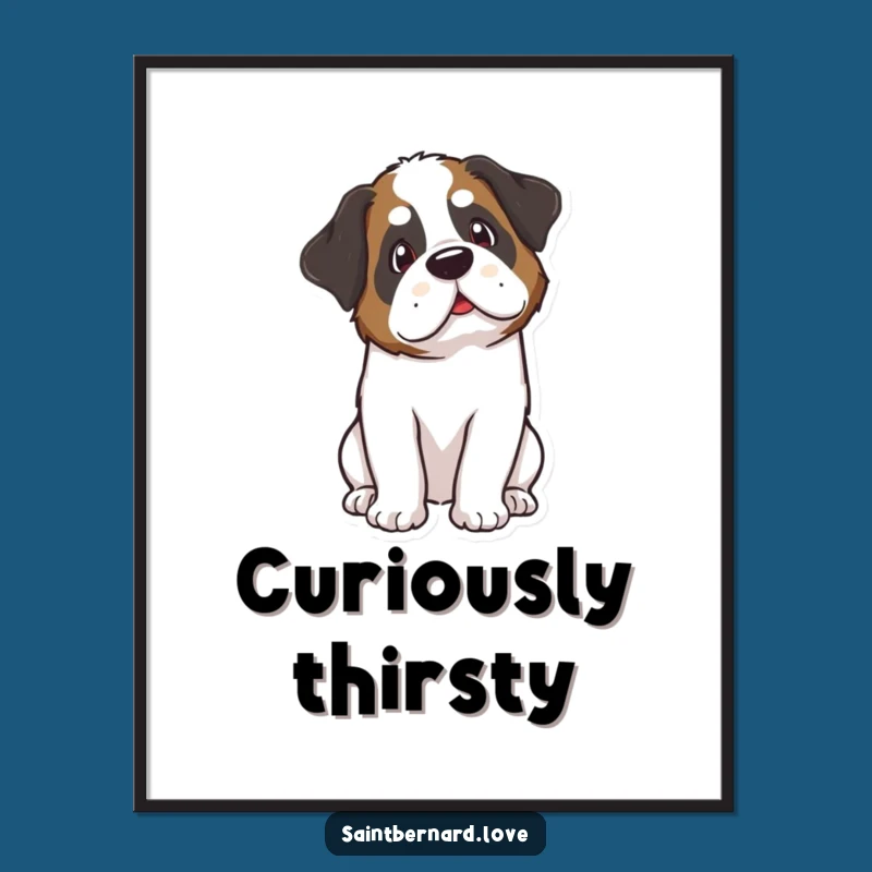 Funny Kawaii Saint Bernard Digital Art: Curious Decor - Instant Funny Gift