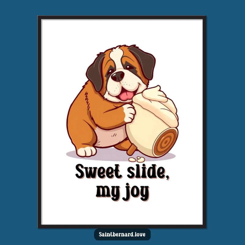 Funny Saint Bernard Ice Cream Digital Print: Instant Dessert Art