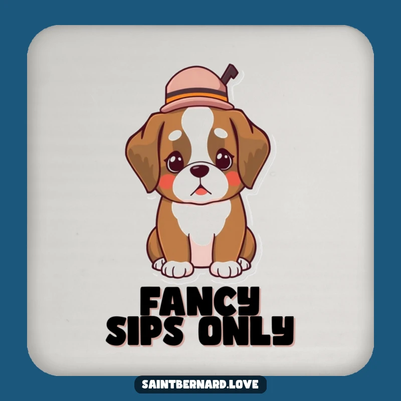 Funny Kawaii Saint Bernard Hat Coasters: Protect Surfaces with Dapper Style!