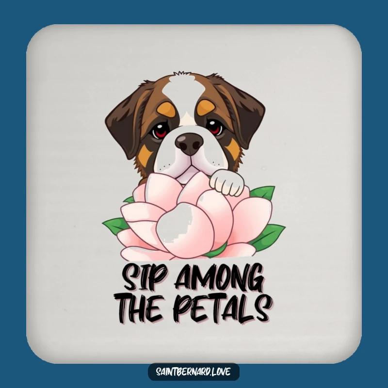 Funny Saint Bernard Flower Coaster Set - Protect Furniture with Humor