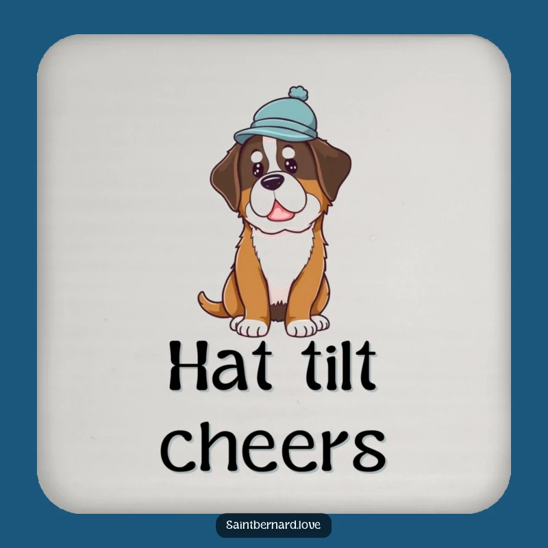 Funny Saint Bernard Hat Coaster: Curious Dog, Table Protector, Great Gift