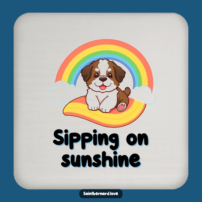 Funny Saint Bernard Rainbow Coaster - Adorable Puppy Table Protection