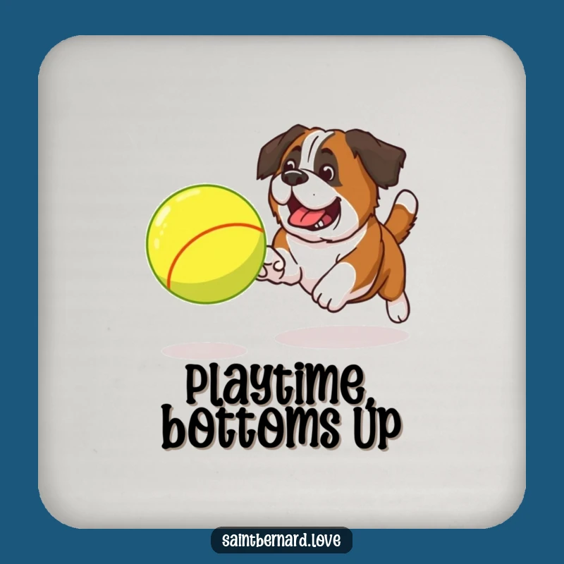 Funny Saint Bernard Tennis Ball Coaster - Protect Surfaces with Playful Charm!