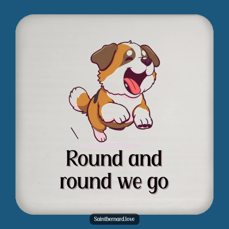 Funny Saint Bernard Tail Chase Coasters - Protect Surfaces with Humor