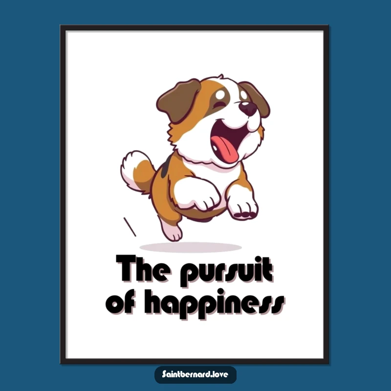 Funny Saint Bernard Tail Chase Poster - Whimsical Wall Art for Dog Lovers