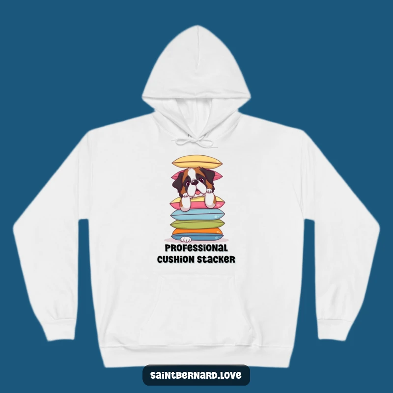 Cozy Funny Saint Bernard Cushion Balance Hoodie - Warm and Hilarious Gift
