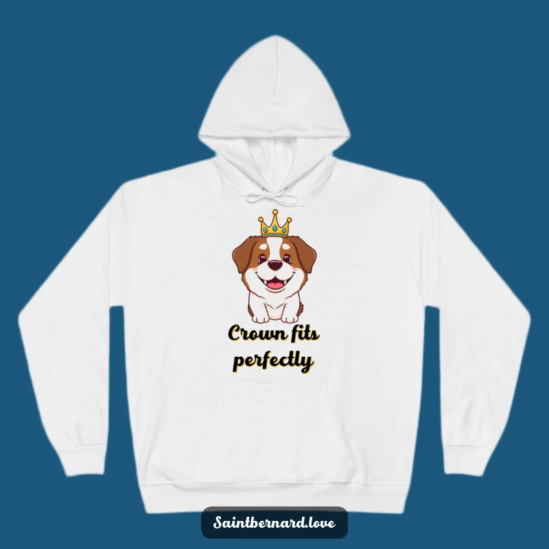 Cozy Funny Saint Bernard Crown Hoodie - Royal Comfort Gift
