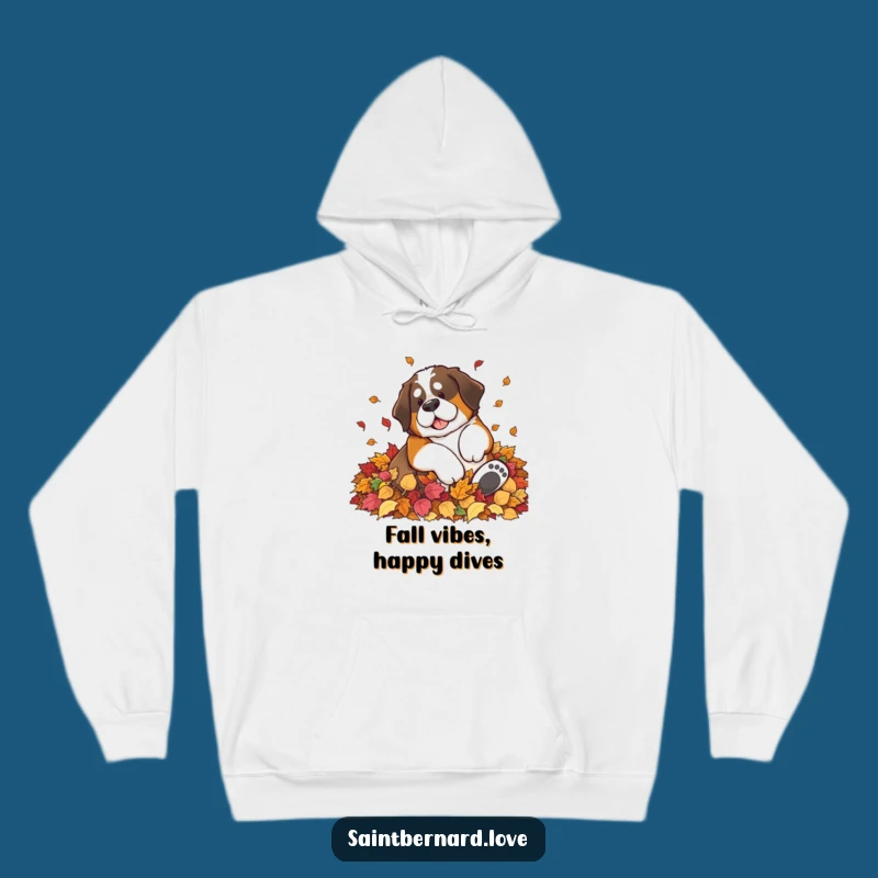Cozy Funny Saint Bernard Leaf Pile Hoodie - Warm Autumn Dog Gift