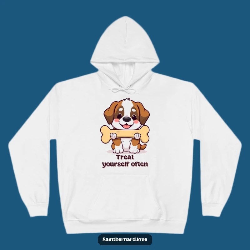 Cozy Funny Saint Bernard Hoodie: Giving Giant Bone - Warm Generous Dog Gift