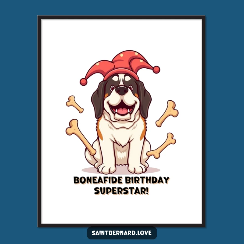 Funny Jester Saint Bernard Free Printable Wall Art - Humorous Dog Downloadable Decor