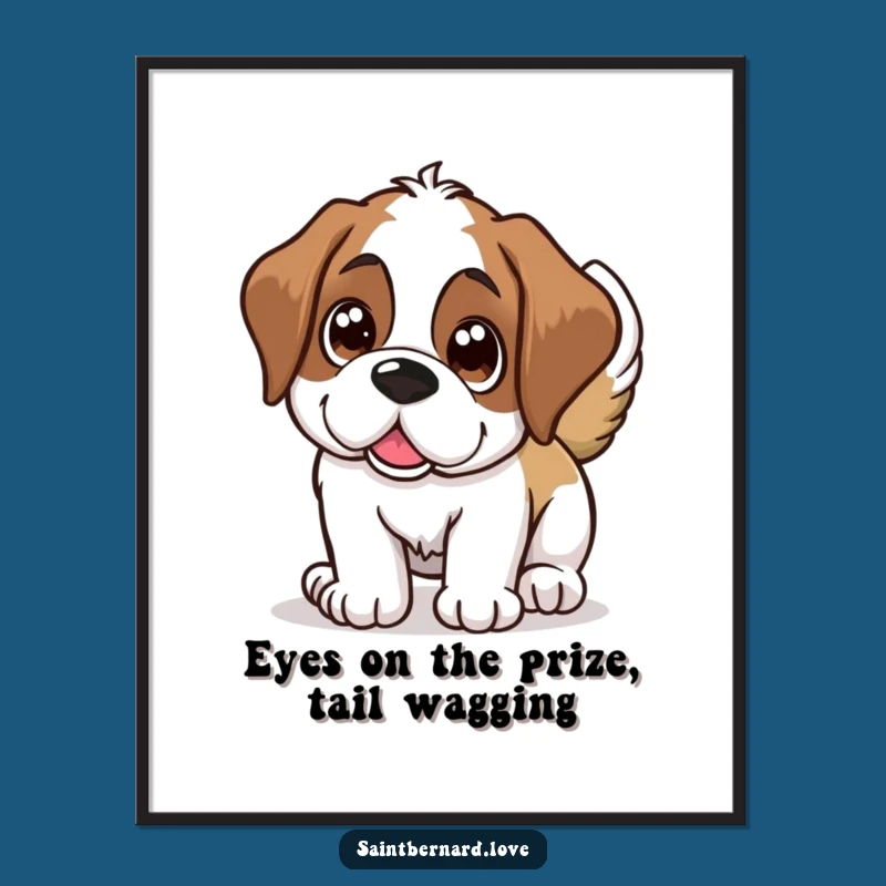 Free Printable Wall Art: Happy Saint Bernard Dog, Funny Downloadable Decor for Dog Lovers