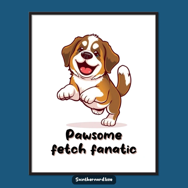 Funny Free Printable Wall Art: Saint Bernard Fetching Fun, Downloadable Dog Art!