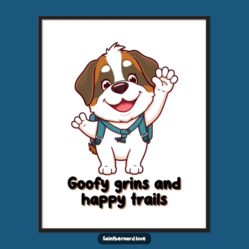 Goofy Saint Bernard Free Printable Wall Art - Happy Dog Downloadable Decor