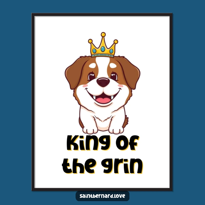Funny Free Printable Wall Art: Royal Saint Bernard Grin, Downloadable Dog Art!