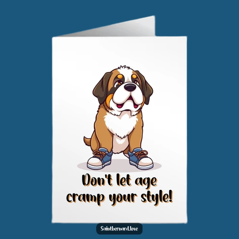 Free Printable Birthday Card: Comical Saint Bernard Tiny Shoes, Downloadable Greeting