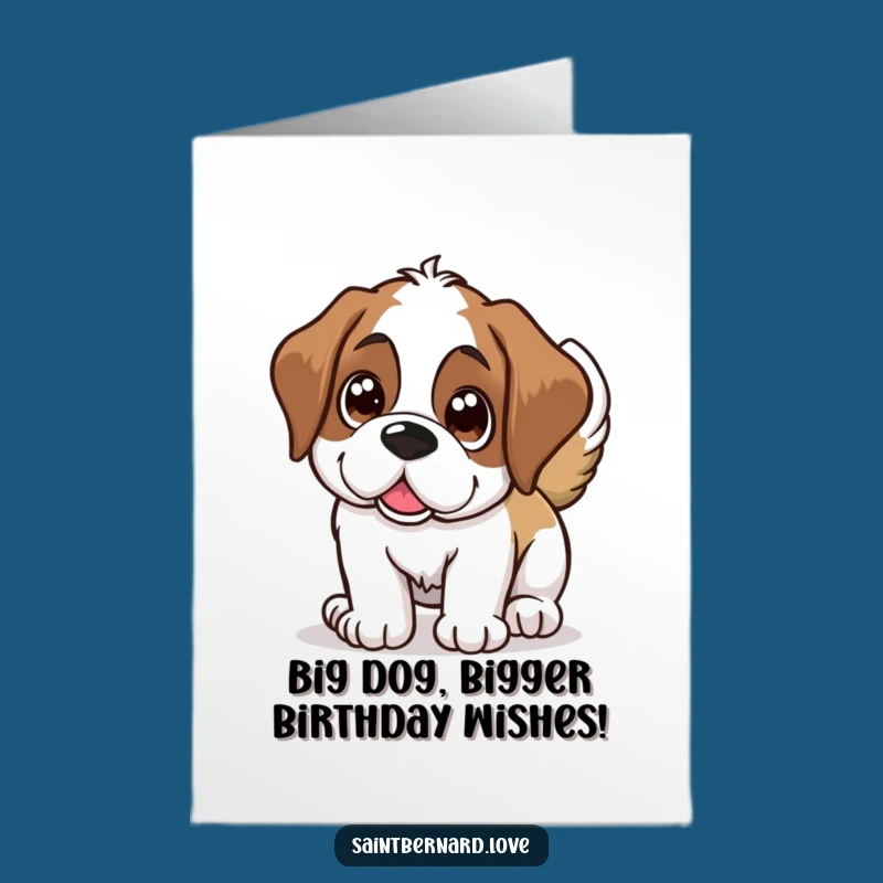 Free Printable Birthday Card: Happy Saint Bernard Dog, Funny Downloadable Gift for Dog Lovers