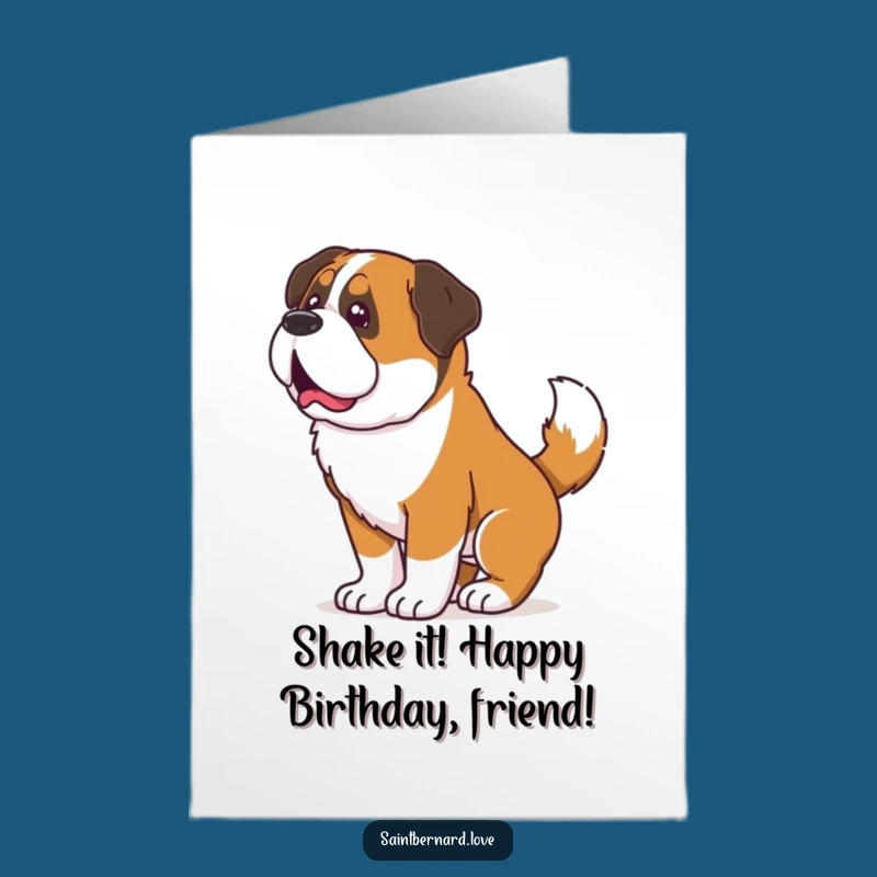 Free Printable Birthday Card: Shaking Saint Bernard, Downloadable Greeting for Wild Fun