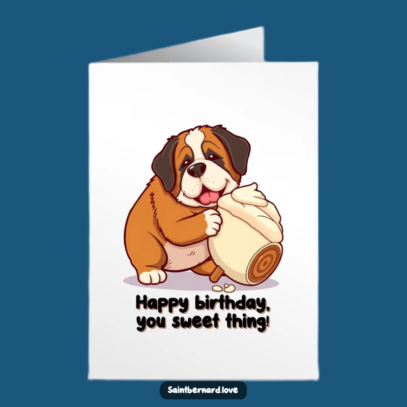 Free Printable Birthday Card: Saint Bernard Ice Cream Chase Funny Downloadable Gift