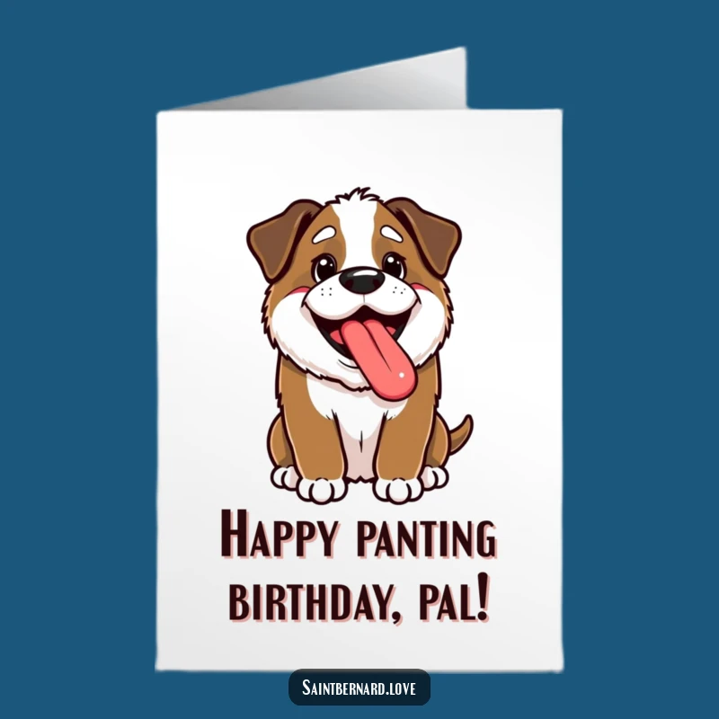 Free Printable Birthday Card: Happy Kawaii Saint Bernard - Cheerful Downloadable Gift