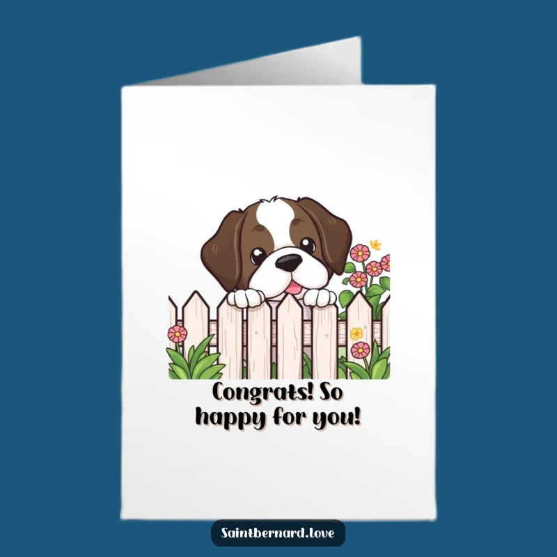 Free Printable Congrats Card: St. Bernard Peeks, Funny Downloadable Gift