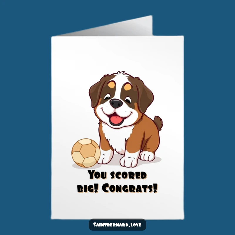 Free Printable Saint Bernard Congratulations Card: Joyful Dog Nudger, Ideal DIY Downloadable