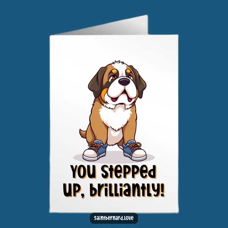 Free Printable Congrats Card: Saint Bernard Tiny Shoes, Downloadable Greeting for Fun