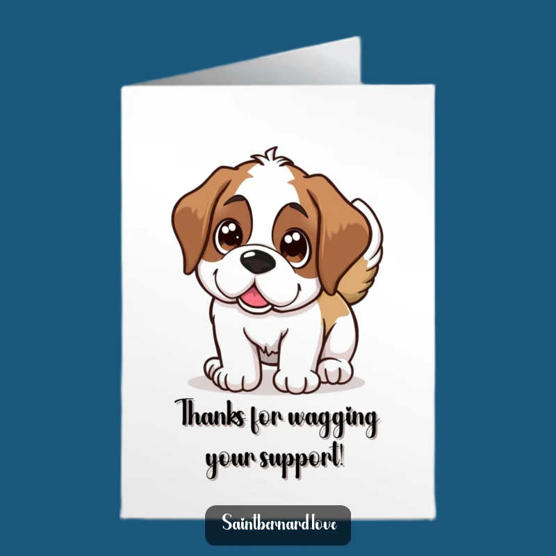 Free Printable Thank You Card: Happy Saint Bernard Dog, Funny Downloadable Gift for Gratitude