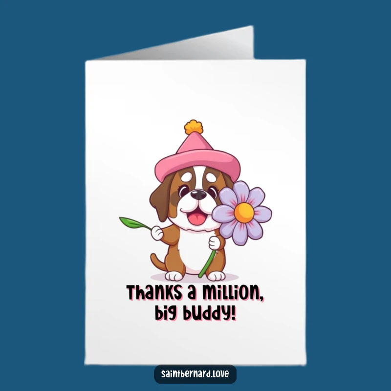 Free Printable Thank You Card: Saint Bernard Flower Funny Downloadable Gift