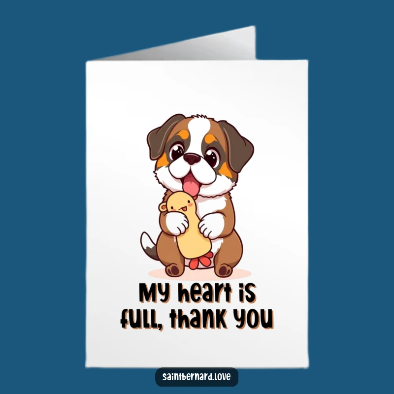 Free Printable Thank You Card: Saint Bernard Toy Balance, Downloadable Greeting for Gratitude