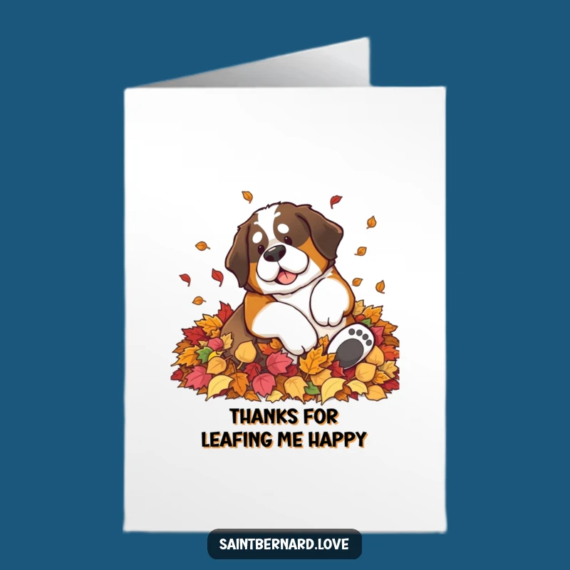 Free Printable Saint Bernard Thank You Card: Leafy Joy Funny Downloadable Note