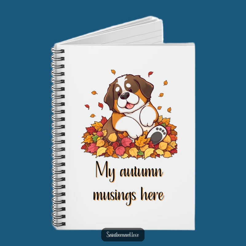 Funny Saint Bernard Leaf Pile Notebook - Jot Down Autumn Ideas