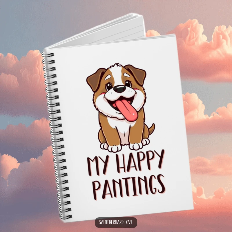 Funny Kawaii Saint Bernard Notebook: A kawaii puppy pants with its tongue out on the cover, inspiring funny notes and happy journaling.