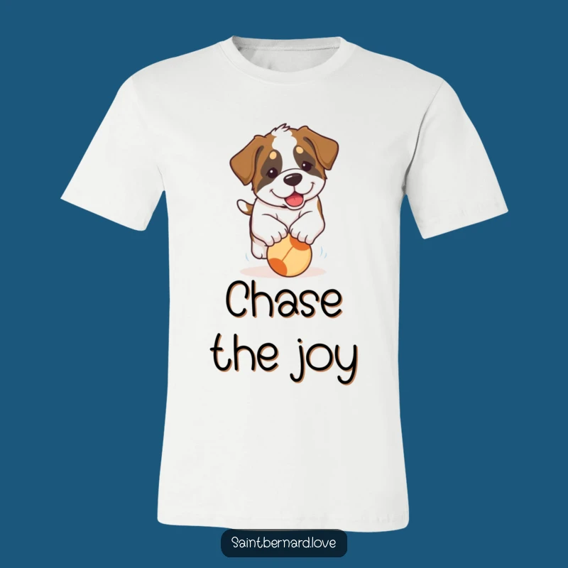Funny Saint Bernard Puppy T-Shirt: Cute Floppy-Eared Dog Chasing Ball - Hilarious Dog Tee!