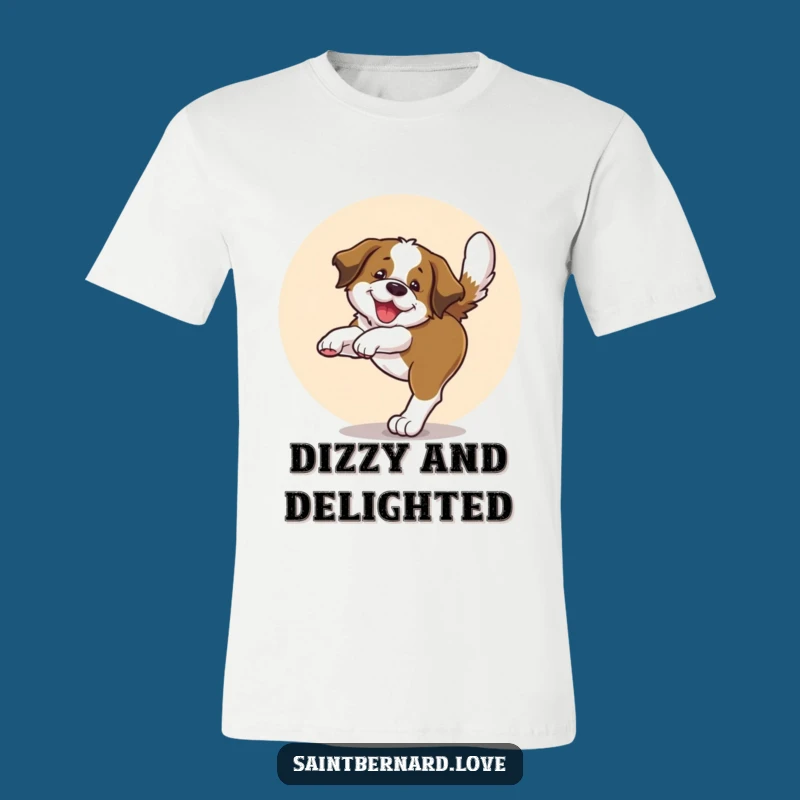 Funny Saint Bernard Pup T-Shirt - Joyful Tail Chase Tee, Adorable Dog Gift