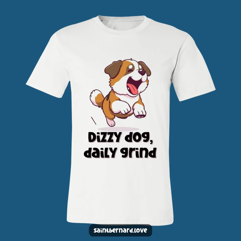 Funny Saint Bernard Tail Chase T-Shirt - Comical Dog Lover Apparel