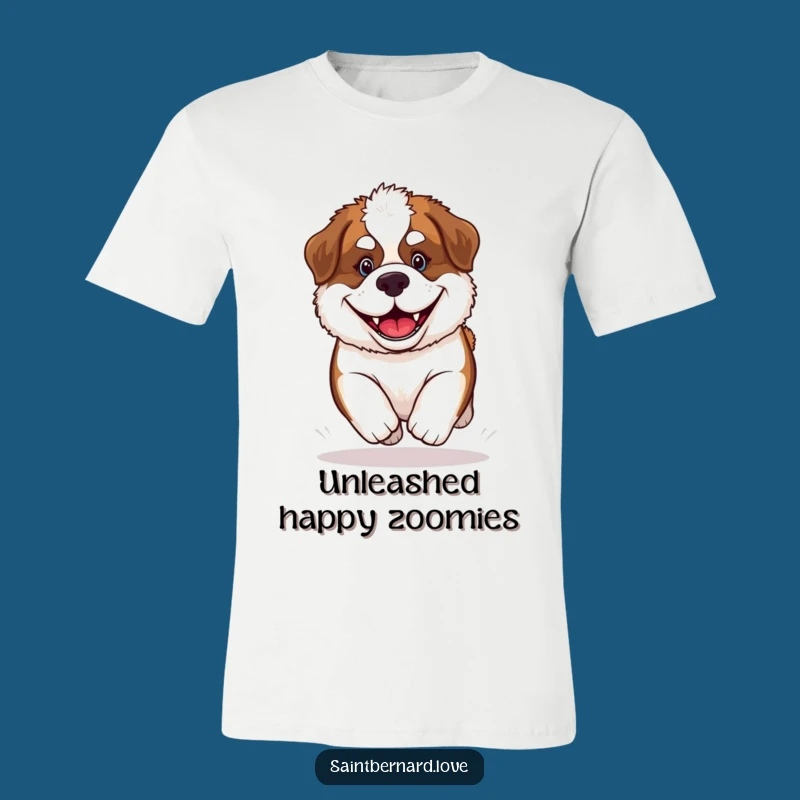 Funny Saint Bernard Puppy T-Shirt: Giant Grin Racing Tee, Ideal Humorous Dog Gift