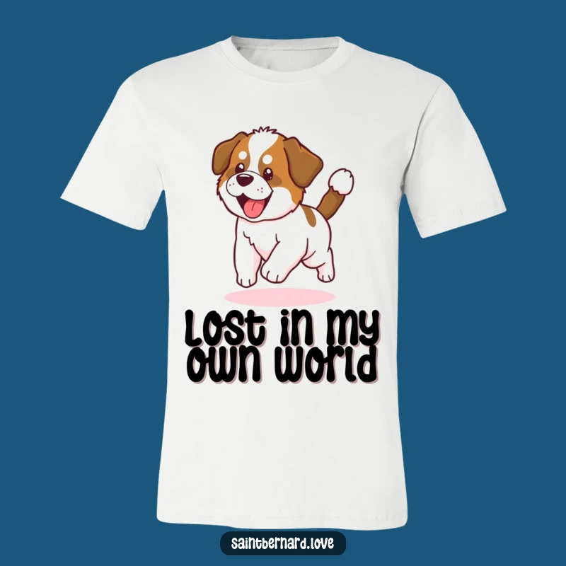 Funny Saint Bernard Puppy T-Shirt: Playful Tail Chase Gift for Dog Fans