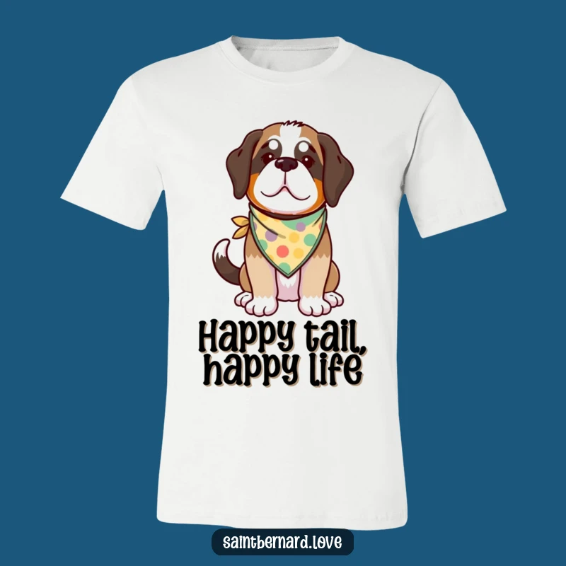 Funny Kawaii Saint Bernard T-Shirt - Joyful Dog Wagging Tail Tee