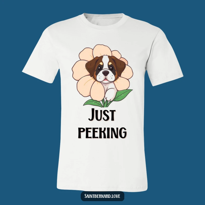 Funny Curious Saint Bernard T-Shirt - Adorable Dog Peek Design, Ideal Funny Gift