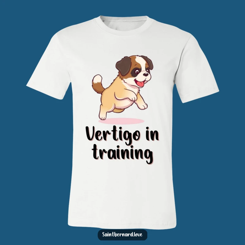 Funny Kawaii Saint Bernard Puppy T-Shirt - Tail Chasing, Adorable Dog Tee
