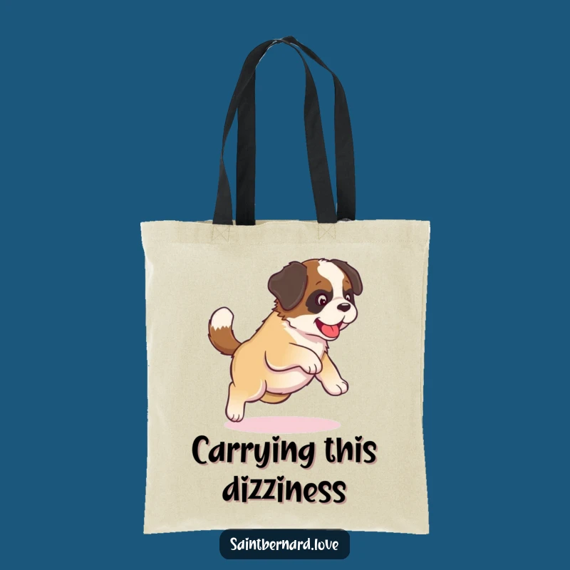 Funny Kawaii Saint Bernard Tote Bag - Tail Chasing Pup, Carry Your Fun